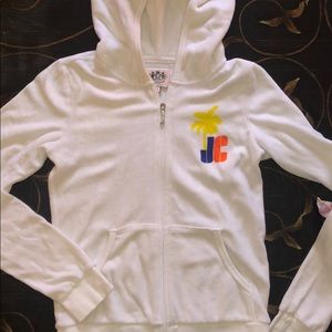 Girls Juicy Couture sz XL white velour hoodie